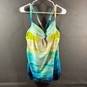 cacique women tankini 40 c blue padded underwire swim bathing suit beach